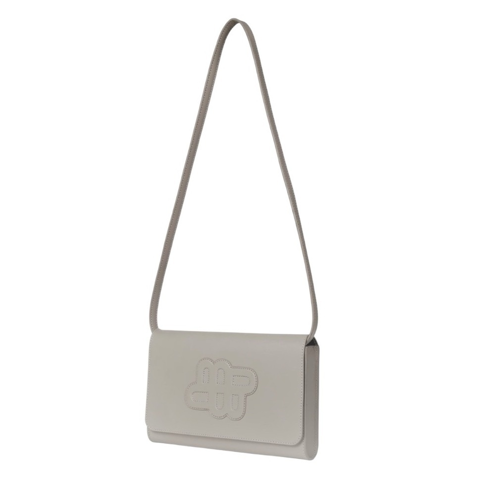 MUNTHE Foncho Light Gray Leather Shoulder Bag / Clutch Purse NWT
